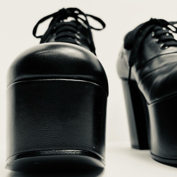 Gucci Black Leather Platform Oxford Shoes 591034 - Picture 3 of 16